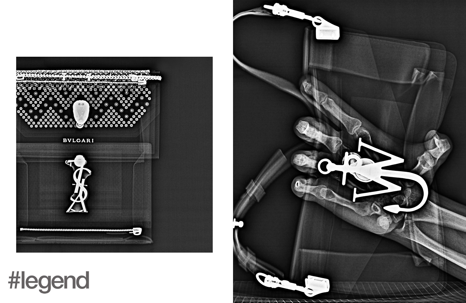LEFT: Bag_ Bulgari | Saint Laurent; RIGHT: Bag_ JW Anderson 